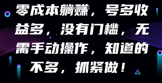 零成本全自动,号多收益多,没有门槛,无需手动-卡奇诺-网赚一站式
