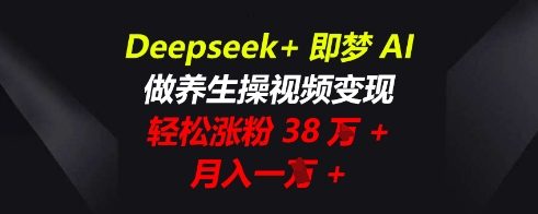 Deepseek+即梦AI,做养生操视频变现,轻松涨粉38W+,月入一W+-卡奇诺-网赚一站式