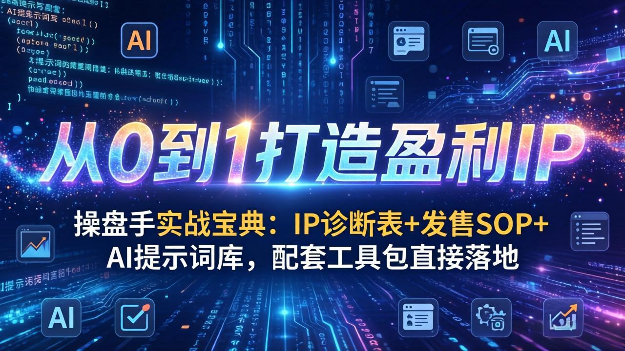 操盘手实战宝典：IP诊断表+发售SOP+AI提示词库，配套工具包直接落地，从0到1打造盈利IP-卡奇诺-网赚一站式
