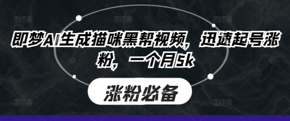 即梦AI生成猫咪黑帮视频,迅速起号涨粉,一个月5k-卡奇诺-网赚一站式