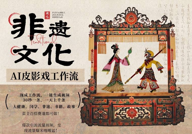 AI一键生成民俗文化非遗皮影戏视频，一刀不剪无需剪辑，30S一条，一天上百条，流量财富嘎嘎猛-卡奇诺-网赚一站式