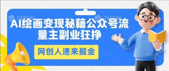 AI绘画变现秘籍：公众号流量主副业狂挣，网创人速来掘金-卡奇诺-网赚一站式