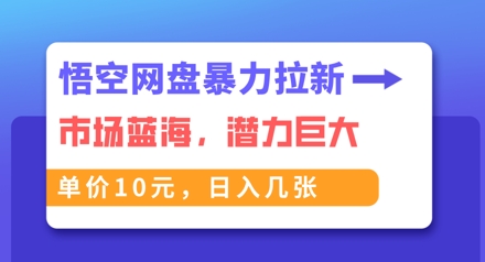 悟空网盘暴力拉新:一单10元,市场空白,日入几张-卡奇诺-网赚一站式
