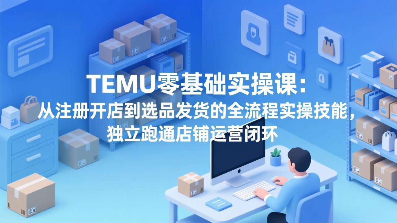 TEMU零基础实操课：从注册开店到选品发货的全流程实操技能，独立跑通店铺运营闭环-卡奇诺-网赚一站式