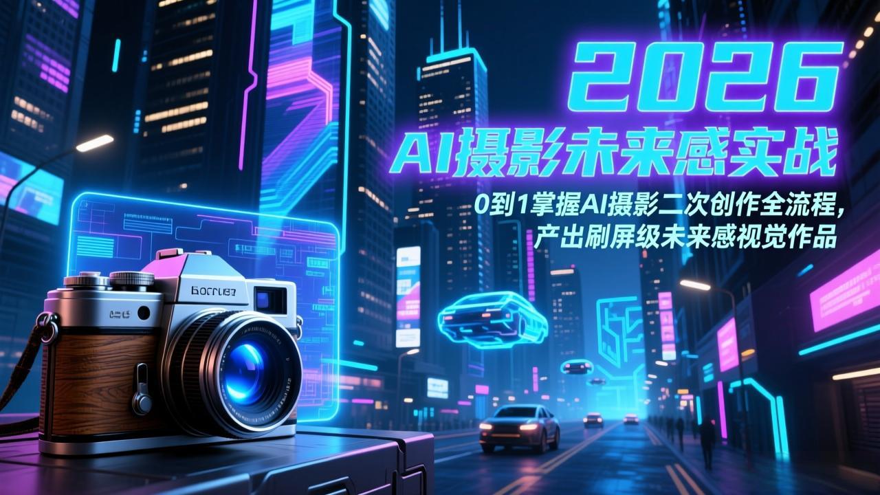 2026 AI摄影未来感实战:0到1掌握AI摄影二次创作全流程,产出刷屏级未来感视觉作品-卡奇诺-网赚一站式