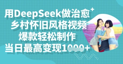用DeepSeek做治愈乡村怀旧风格视频,爆款轻松制作,当日最高变现多张-卡奇诺-网赚一站式